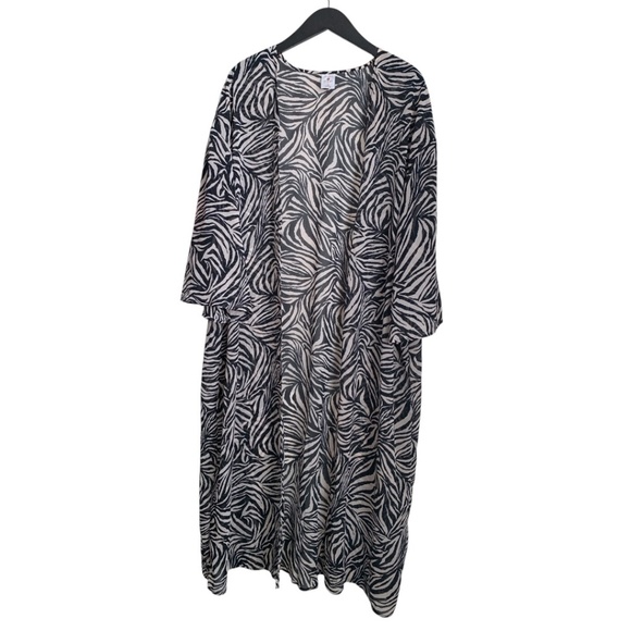 Shade & Shore Kimono Size L/XL Zebra Long Sheer Kimono Swim Cover - Picture 1 of 5